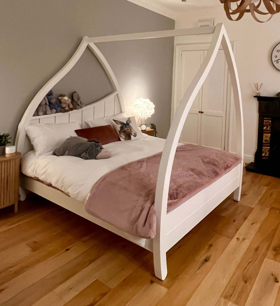 Unique White Wooden Four Poster Bed