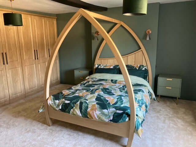 Light Oak Four Poster Bed - Handmade by Abowed