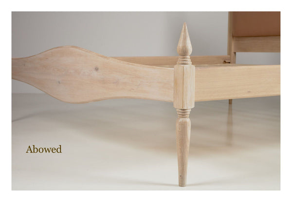 french oak turned bed legs and post with finials shapely oval curvey footboard