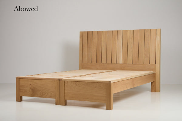 Solid oak modern plank zip link superior quality bed frame.