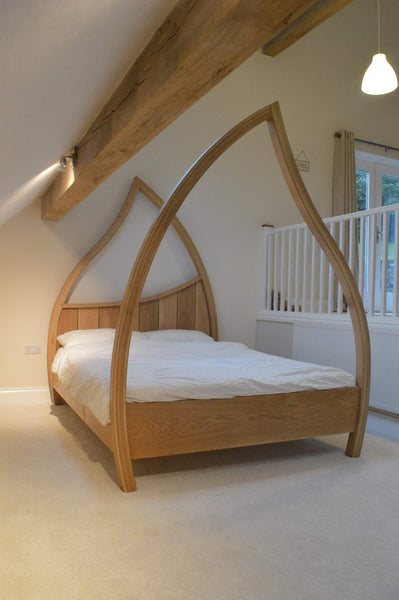 Custom made solid oak four poster bed bed
