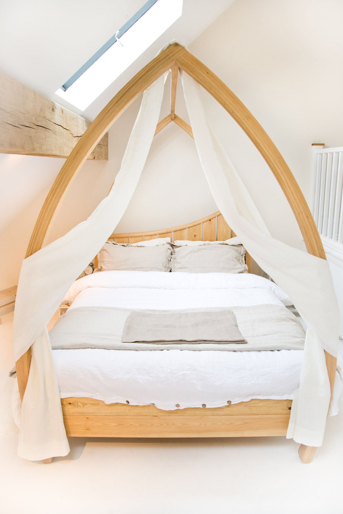 Modern pine four poster bed